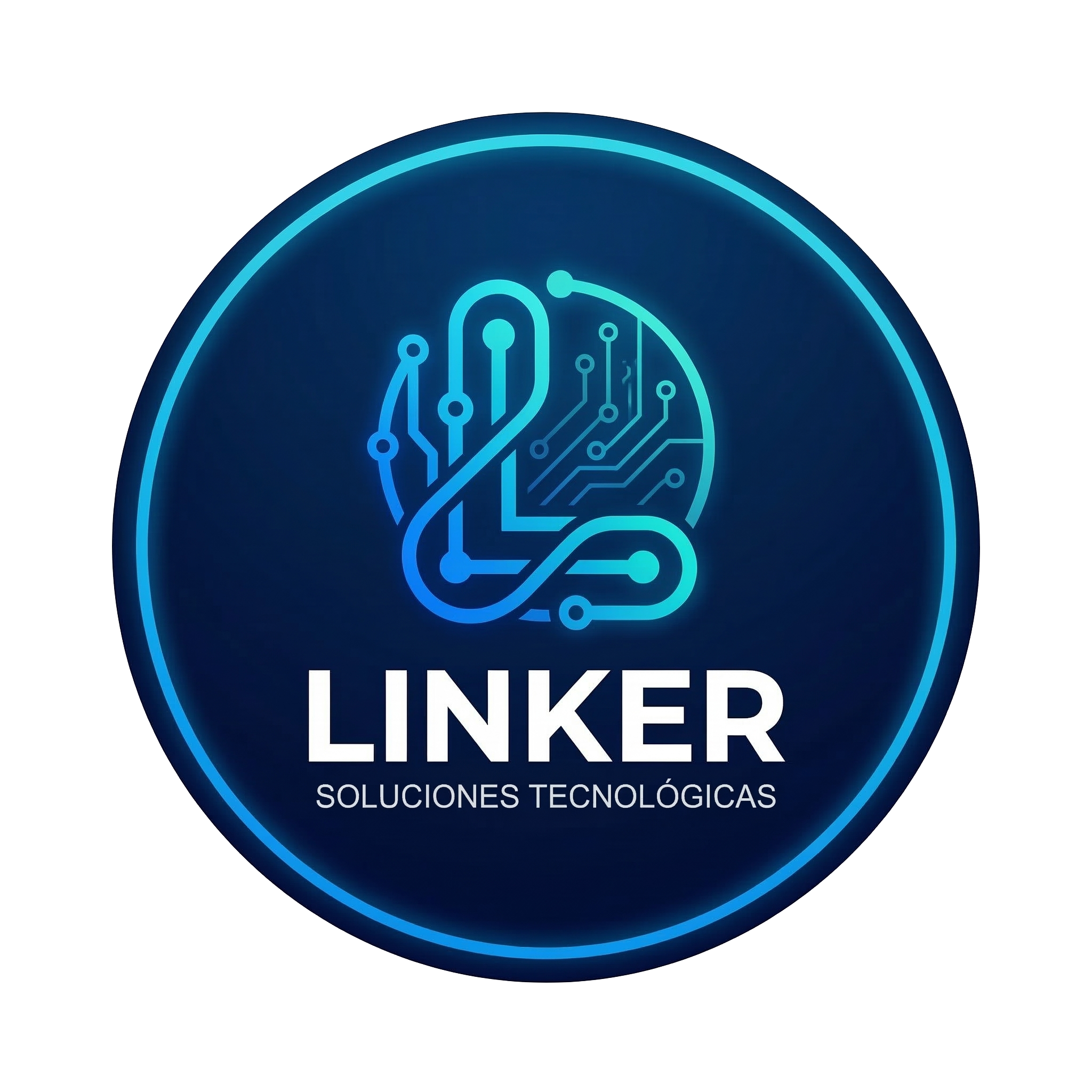 Emblema de Corporación Linker: una L formada por circuitos de fibra óptica